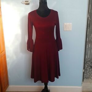 Liz Claiborne bell sleeve maroon dress